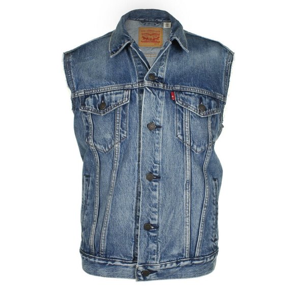 levi's trucker vest mens black